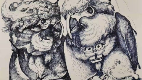 胡思乱画：两只鹦鹉聊故事