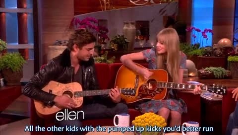 Taylor Swift Pumped Up Kicks ( The Ellen Show) 现场版 英文字幕 12/02/21-Taylor Swift (泰勒·斯威夫特)Zac Efron (扎克·埃夫隆)