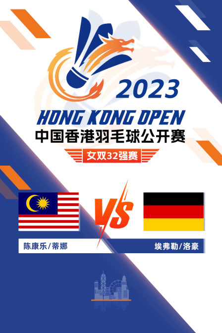 2023中国香港羽毛球公开赛 女双32强赛 陈康乐/蒂娜VS埃弗勒/洛豪