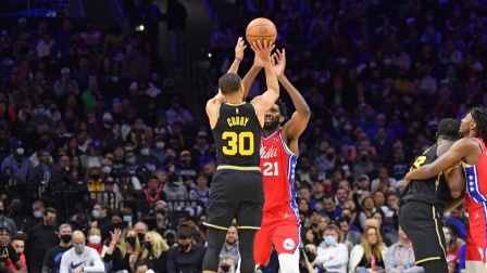 2021-2022赛季NBA集锦 NBA-恩比德26+9 库里18+9+5 76人力克勇士