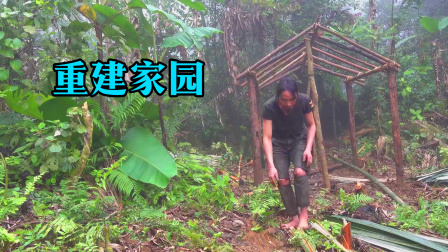 原始丛林人苏门答腊 第二季 庇护所破烂不堪，随时有可能埋葬我，必须抓紧重建家园