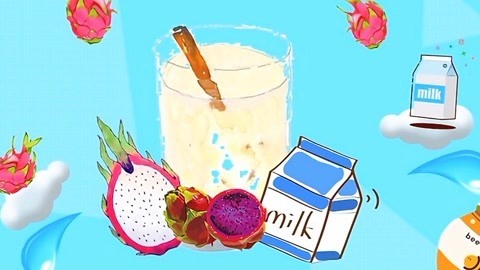 海豚波波聚乐部 波波亲子美食 牛奶火龙果汁