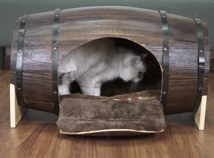 举起爪儿来 手把手教你DIY木桶猫窝