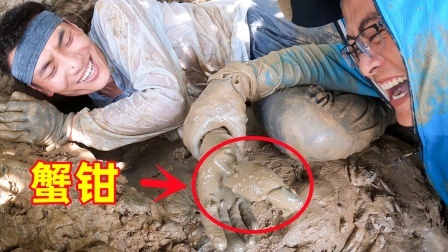 思乡渔夫赶海 野菠萝树下发现螃蟹洞，小伙伸手一摸，不料手指被螃蟹夹变形