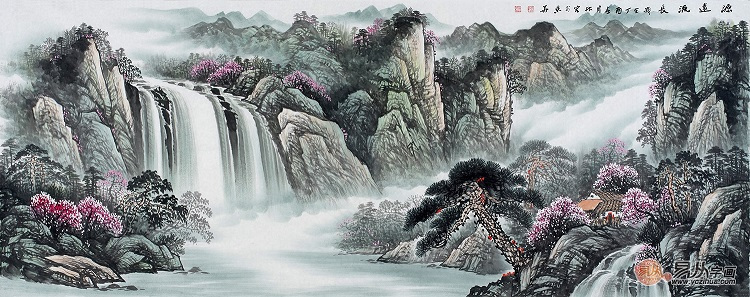 松泉飞瀑 李林宏六尺山水画作品《源远流长》【作品来源:易从网】