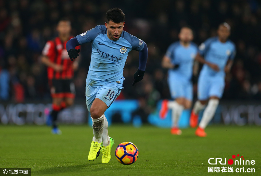 英超-曼城2-0升至次席 热苏斯伤退阿圭罗乌龙