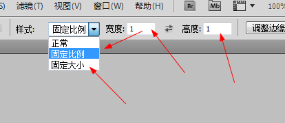 看到圖了麼,用選取工具選完後就可以在圖示的地方輸入參數了,比例是